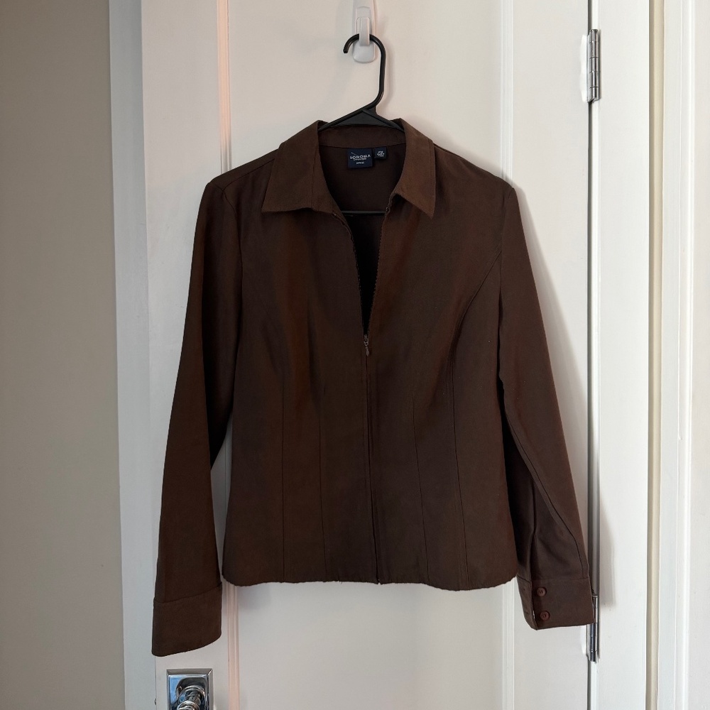 Sonoma Faux Suede Brown Jacket – Size Medium